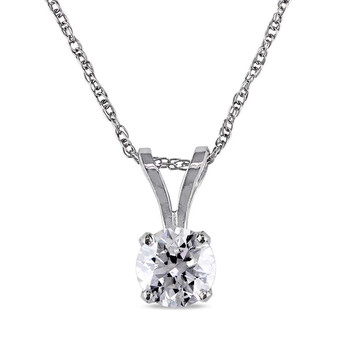 1/2 CT TW Diamond Solitaire Pendant with Chain In 14K White Gold JMS004772 1/2 CT TW Diamond Solitaire Pendant with Chain In 14K White Gold JMS004772
