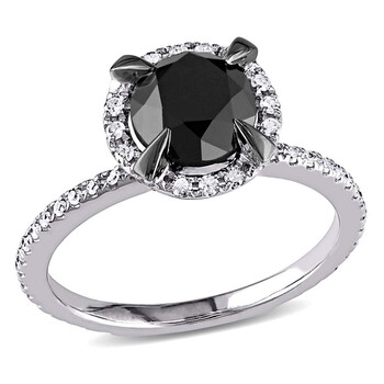 2 CT TW Black & White Halo Diamond Engagement Ring in 10k White Gold AMR-JMS004707 2 CT TW Black & White Halo Diamond Engagement Ring in 10k White Gold AMR-JMS004707