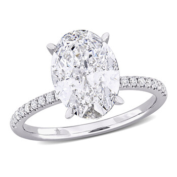 3 1/6ct TW Oval and Round-Cut Lab-Grown Diamonds Solitaire Engagement Ring in 14k White Gold JMS011299 3 1/6ct TW Oval and Round-Cut Lab-Grown Diamonds Solitaire Engagement Ring in 14k White Gold JMS011299