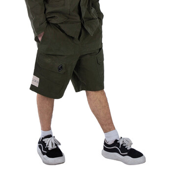 Ando Cotton Cargo Shorts In Dark Olive