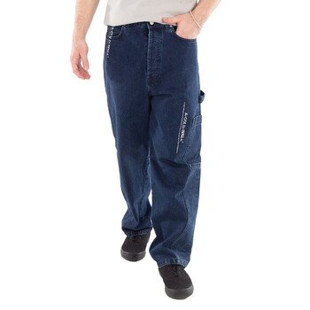 Maison Kitsuné Profile Fox Embroidered Workwear Jeans, Size 33