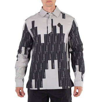 Vector Monogram Long-Sleeve Cotton Polo Shirt