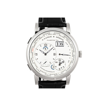A. Lange and Sohne Silver Dial 18kt White Gold Black Leather Men's Watch 116.039