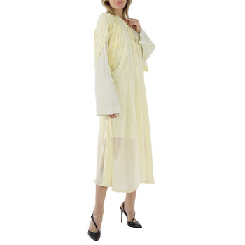 Ladies Pale Yellow Layered Long Sleeve Dress