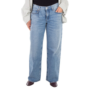 デニム・ジーパン KENZO Women Denim Pants FF52DP2166J4 DB BLUE KENZO Jungle Flower' wide leg pants in cotton | Women's | KENZO