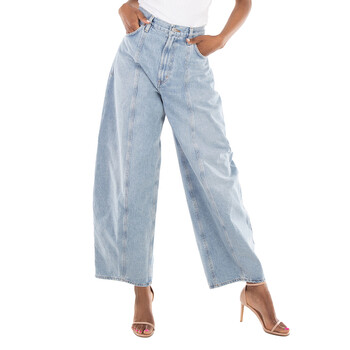 Zimmermann Illustration Barrel Cotton Denim Jeans, Waist