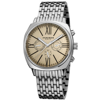 Akribos Cream Dial Stainless Steel Men's Watch AK636SSW