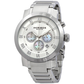 Akribos Grandiose Chronograph Silver Dial Stainless Steel Men's Watch AK622SS