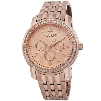 Akribos Multifunction Rose Dial Rose Gold-tone Ladies Watch AK626RG