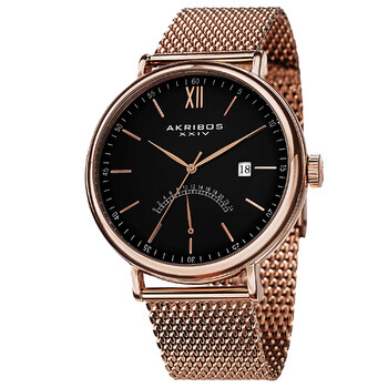 Black Dial Rose Gold-tone Mesh Men's Watch AK731RG