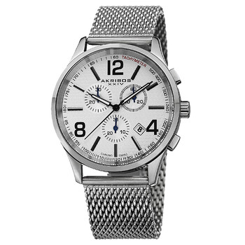 Chronograph Silver Dial Stainless Steel Mesh Men's Watch AK719SS