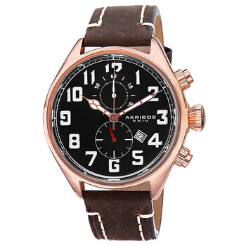 Essential Chronograph Black Dial Brown Leather Men's  Watch AK706RG