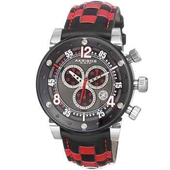 Explorer Chronograph Black Dial Checkered Leather Men's Watch AK612RD