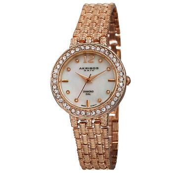 Mother of Pearl Dial Rose Gold-tone Alloy Ladies Watch AK757RG