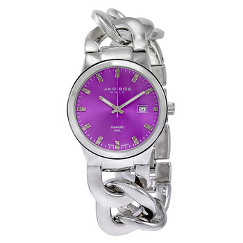 Purple Dial Silver-tone Base Metal Ladies Watch AK759SSPU