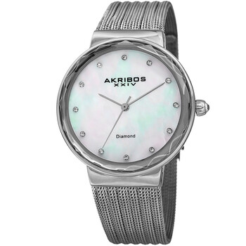 Quartz Diamond White Mother of Pearl Dial Ladies Watch AK1009SS