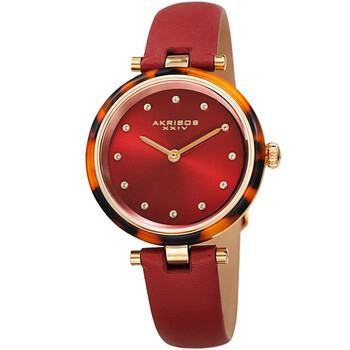 Quartz Crystal Red Dial Ladies Watch AK1052RD