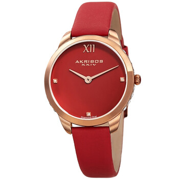 Red Dial Red Leather Ladies Watch AK1059RD