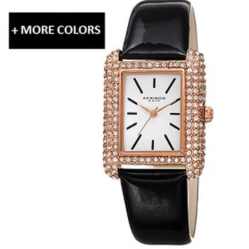 White Dial Black Leather Ladies Watch AK1068BK