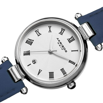 Quartz White Dial Blue Leather Ladies Watch AK1070BU