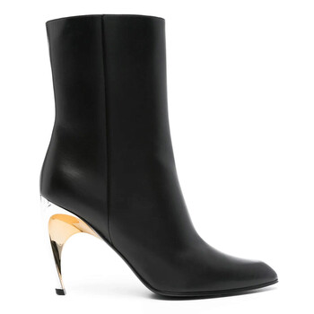 JW Anderson Black Leather Chain Heel Ankle Boots, Brand Size