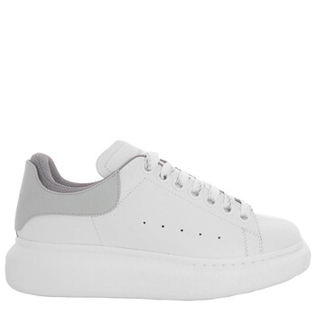 OVERSIZED SNEAKERS IN WHITE CALFSKIN SILVER HEEL TWO-TONE LACES