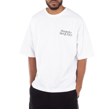 Tシャツ・カットソー ALEXANDER MCQUEEN Men T-shirt White 781977QTAAZ 0934 Alexander Mcqueen Men's White / Silver Reflective Reverse