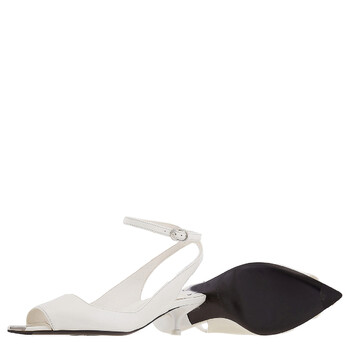 New Ivory Leather Punk Ankle Strap Sandals