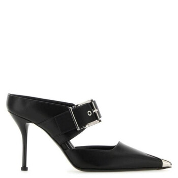 Alexander Mcqueen Black Buckle-Detail Heeled Ankle Boots
