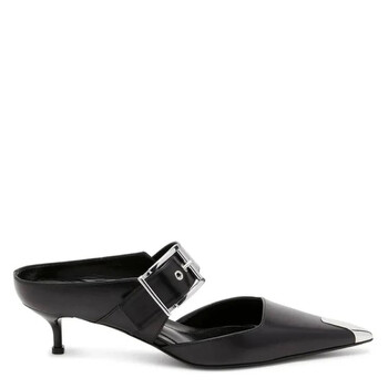 Alexander Mcqueen Black Leather Punk Ankle Strap Sandals