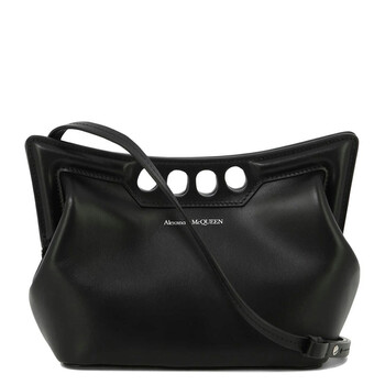 【関税&送料込】Alexander Mcqueen Black Leather Mini Peak Cr Alexander Mcqueen The Peak Mini Crocodile-effect Faux