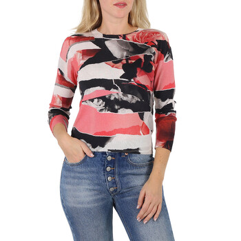 Alexander Mcqueen Torn Rose Long Sleeve Sweater, Size X-Small