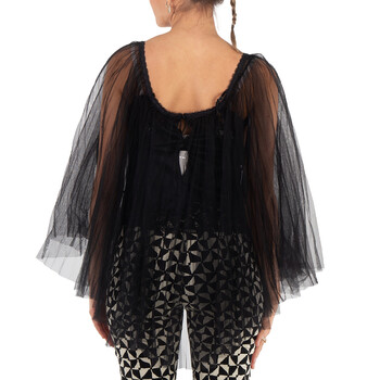 Lace-Embroidered Charmeuse Tunic Top