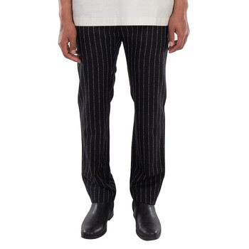 Alyx Men's Black / White Logo-Pattern Wool-Blend Trousers, Size Medium ...