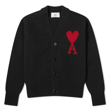 Ami Paris Ami De Coeur Merino Wool Cardigan, Size X-Large BFUKC006 