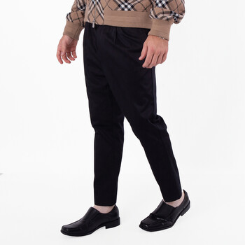 Men's Black Elasticated-Waist Cropped Trousers