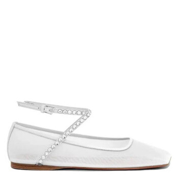 Ane Crystal Mesh Flats In White