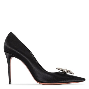Amina Muaddi Ladies Rosie Satin Pumps In Black, Brand Size