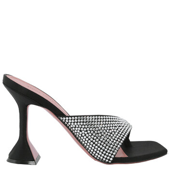 Shiona Crystal-Embellished Satin Mules SHIONA SLIPPER-SATIN BLACK + WHITE