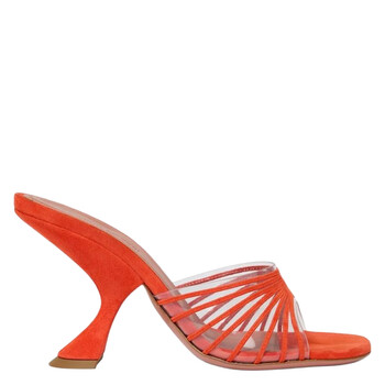 Mookie Suede PVC Comma-Heel Mules MOOKIE FLAT-SUEDE TANGERINE & PVC T Mookie Suede PVC Comma-Heel Mules MOOKIE FLAT-SUEDE TANGERINE & PVC T