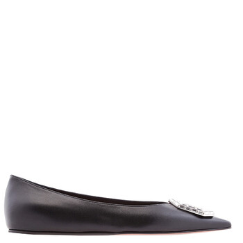 Nappa Black Camelia Ballet Flats