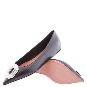 Nappa Black Camelia Ballet Flats