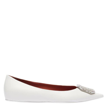 Nappa White Camelia Ballet Flats