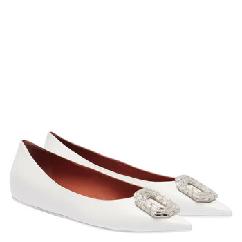 Nappa White Camelia Ballet Flats