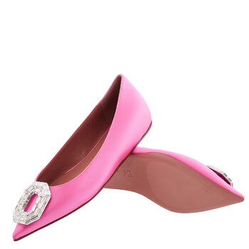Pink Satin Camelia Ballerinas