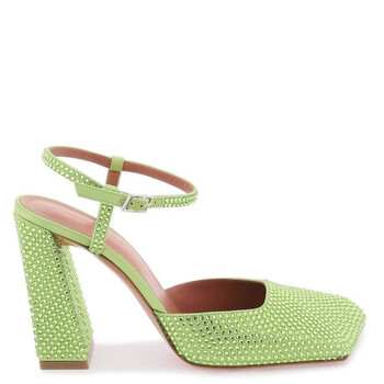 Satin Lime Charlotte Pumps With Crystals CHARLOTTE CRYSTAL PUMP-SATIN LIME