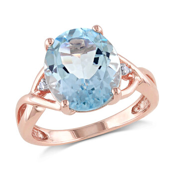 0.01 CT TDW Diamond and 5 1/2 CT TGW Sky Blue Topaz Cocktail Ring in Pink Silver JMS006807