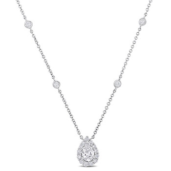 1 1/2 Ct TW Pear and Round Diamond Necklace In Platinum JMS009441 1 1/2 Ct TW Pear and Round Diamond Necklace In Platinum JMS009441