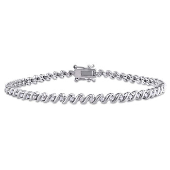 1/2 CT TW Diamond S-shape Tennis Bracelet In Sterling Silver JMS003294