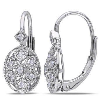 Amour 1/5 CT TW Diamond Lace Leverback Earrings In 14K